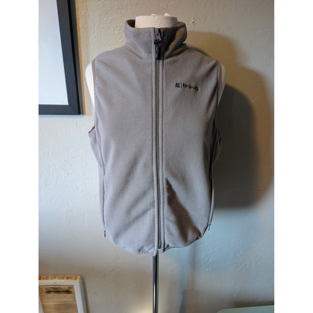 American Eagle Performance Fleece Full‎ zip Vest womens size L in Gray
